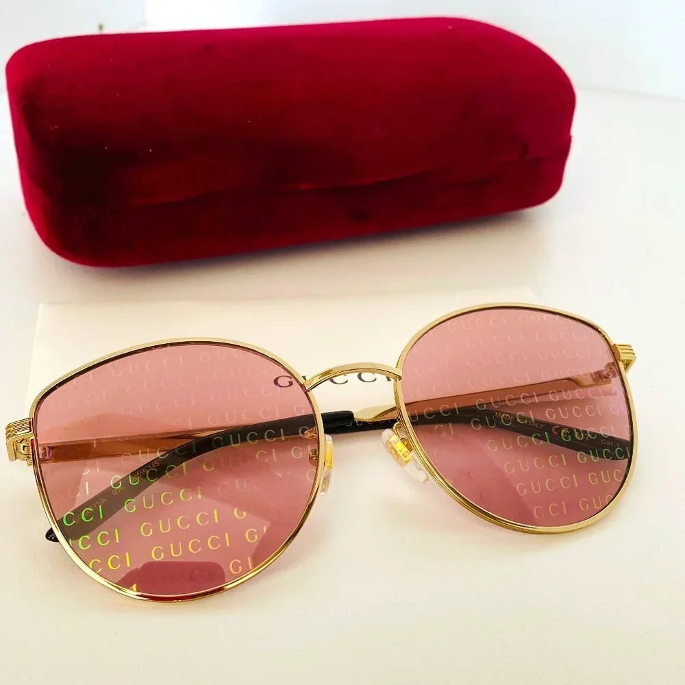 NWT Gucci GG0807SA-004 Gold Oversized 58mm Sunglasses